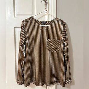 OLD MONEY - Crushed Velvet Trendy Striped Long Sleeve Top